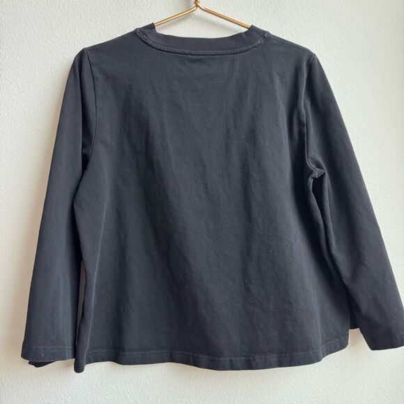 Tuckernuck Black Scoop Neck Black Boxy Relaxed Bell Sleeve Blouse Size Medium - Picture 5 of 5